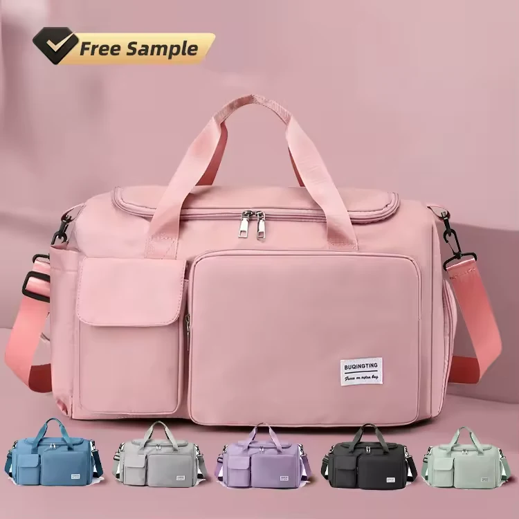 Multi-Pocket Nylon Travel Duffel with Shoe Compartment product reference image