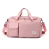 Multi-Pocket Nylon Travel Duffel with Shoe Compartment Pink color SKU reference