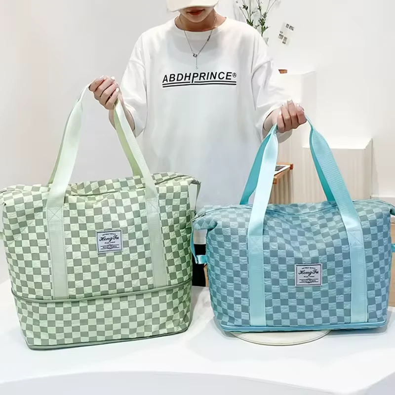 Expandable Checkerboard Jacquard Gym Duffel product reference image