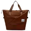 Expandable Nylon Gym Duffel with Computer Pocket Brown color SKU reference