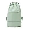 Expandable Nylon Drawstring Travel Backpack Green color SKU reference