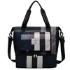 Plaid Nylon Gym & Travel Duffel with Shoe Compartment Blue color SKU reference