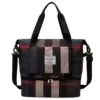 Plaid Nylon Gym & Travel Duffel with Shoe Compartment Black color SKU reference