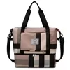 Plaid Nylon Gym & Travel Duffel with Shoe Compartment Khaki color SKU reference
