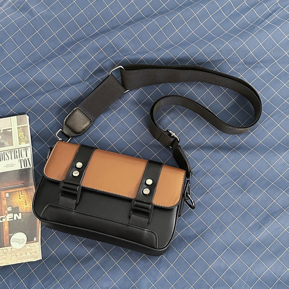 Lightweight PU Crossbody Bag with Adjustable Strap Brown color SKU reference
