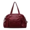 PU Crossbody Shoulder Bag with Security Pocket Burgundy Red color SKU reference