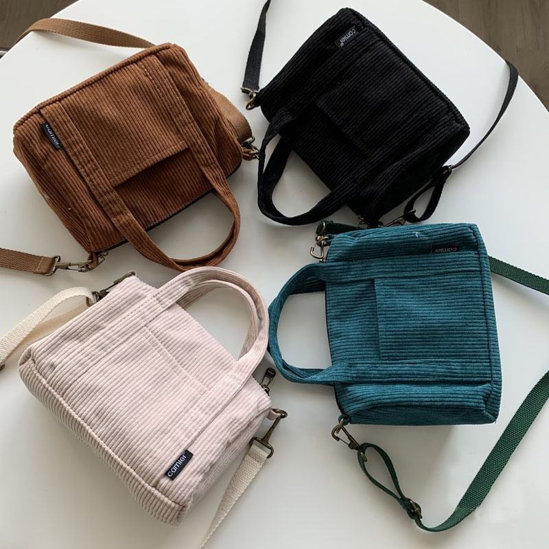 Corduroy Zipper Shoulder Bag product reference image