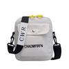 Mini Canvas Shoulder Messenger Bag with Earphone Port White color SKU reference