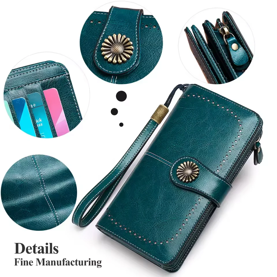 Full-Grain Leather Long Wallet with ID Window product reference image