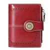 Oil-Wax Carved Leather Short Zip Wallet Color reference 02 color SKU reference