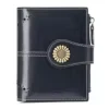 Oil-Wax Carved Leather Short Zip Wallet Color reference 03 color SKU reference