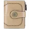 Oil-Wax Carved Leather Short Zip Wallet Color reference 04 color SKU reference