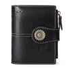 Oil-Wax Carved Leather Short Zip Wallet Color reference 05 color SKU reference