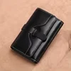 Cow-Split Leather Mini Zip Card Wallet Black color SKU reference
