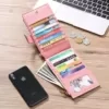 Crazy-Horse Leather Long Bifold Wallet Beige Pink color SKU reference