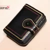 Genuine Leather Embroidered Compact Zip Wallet Black color SKU reference