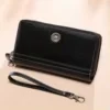 Double-Zip Long Wallet with Wrist Handle Black color SKU reference