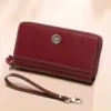 Double-Zip Long Wallet with Wrist Handle Yellow color SKU reference