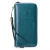 Lychee-Grain Long Wallet with Chain Carry Detail Peacock Blue color SKU reference