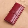 Genuine Leather Long Wallet with Multi-Card Storage Red color SKU reference