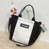 Cotton Zipper Shopping Tote Black color SKU reference