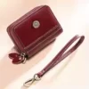 Compact Double-Zip Wallet with Wrist Handle Red color SKU reference