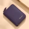 Crocodile-Texture Mini Wallet with Zip Closure Purple color SKU reference