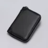 Lychee-Grain Short Wallet with Double-Fold Zip Closure Black color SKU reference
