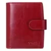 Oil-Wax Leather Short Wallet with Zip and Button Detail Red color SKU reference