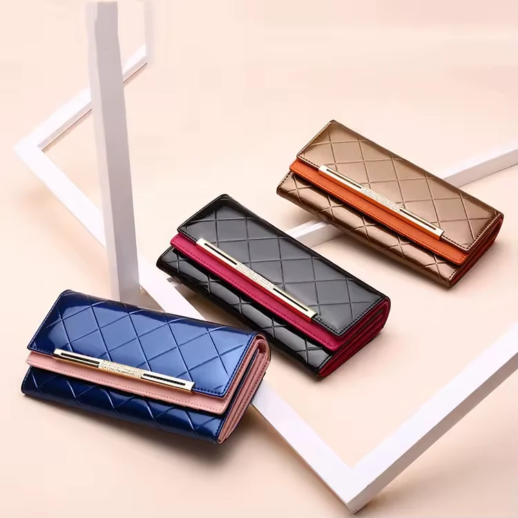 Grid-Print Long Wallet with Multi-Layer Card Storage product reference image