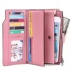 Lychee-Grain Leather Long Wallet with Multi-Card Storage Light Pink color SKU reference