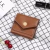 Short Leather Wallet with Sunflower Metal Detail Red color SKU reference