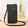 Vertical PU Phone Wallet with Shoulder Strap Black color SKU reference