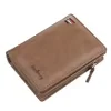 Compact PU Bifold Wallet with Coin Pocket Khaki color SKU reference