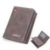 Compact PU Bifold Wallet with Coin Pocket Matte Brown color SKU reference