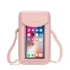 PU Crossbody Phone Wallet with Transparent Touch Window Pink color SKU reference