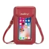 PU Crossbody Phone Wallet with Transparent Touch Window Red color SKU reference