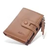 Retro PU Short Wallet with Buckle and Zipper Khaki color SKU reference