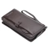 Long PU Wallet with Wrist Strap and Multi-Card Storage Brown color SKU reference