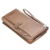 Long PU Wallet with Wrist Strap and Multi-Card Storage Khaki color SKU reference