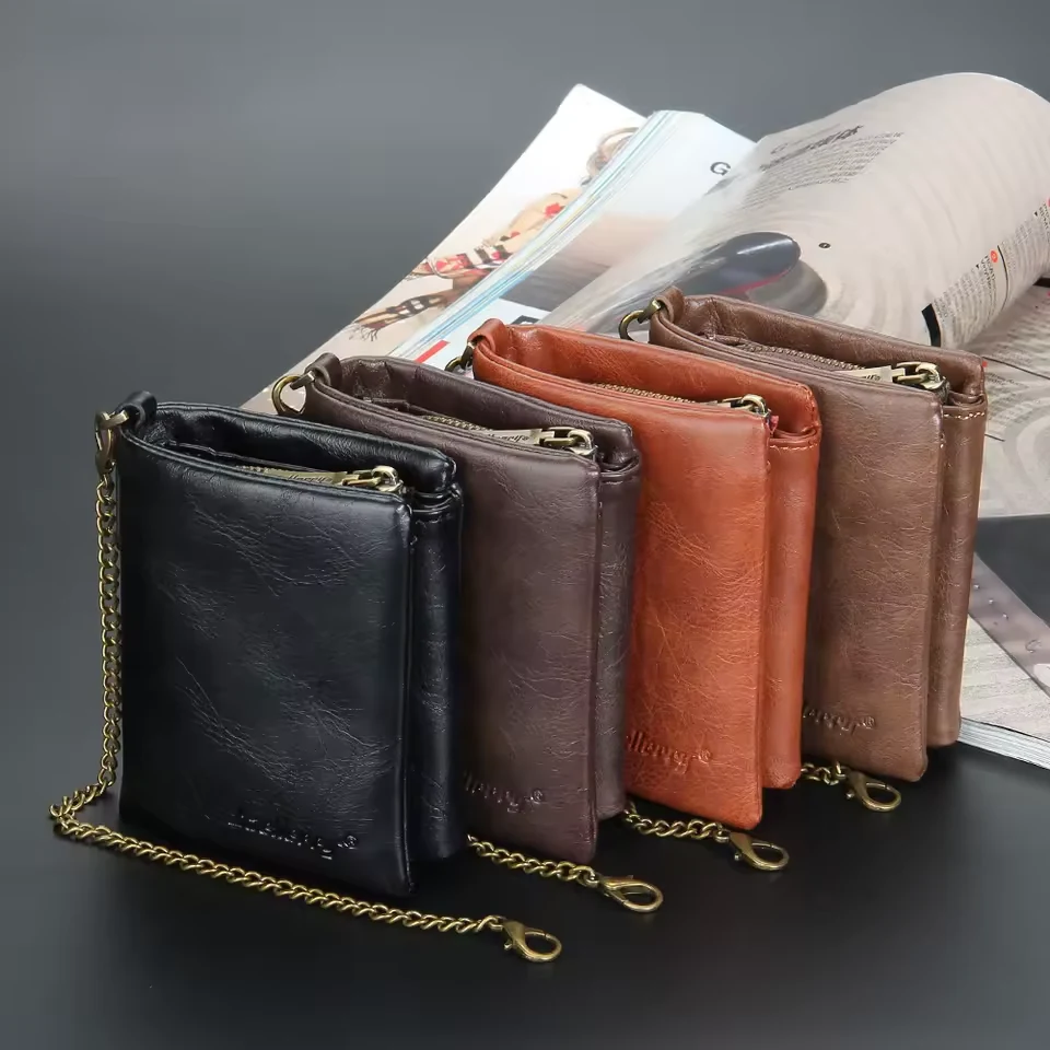 PU Tri-Fold Wallet with Chain Detail product reference image