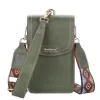 Vertical PU Crossbody Phone Wallet Green color SKU reference