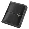 Oil-Wax-Style PU Bifold Wallet with Coin Pocket Black color SKU reference