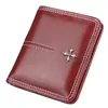 Oil-Wax-Style PU Bifold Wallet with Coin Pocket Red color SKU reference