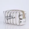 Striped Travel Cosmetic Case with Zipper White color SKU reference