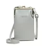 Lychee-Texture PU Crossbody Phone Wallet Gray color SKU reference