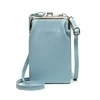 Lychee-Texture PU Crossbody Phone Wallet Blue color SKU reference