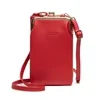 Lychee-Texture PU Crossbody Phone Wallet Red color SKU reference