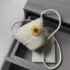 Daisy-Detail Woven Mini Bucket Crossbody Bag Option 01 color SKU reference