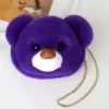 Plush Bear-Face Crossbody Bag with Chain Strap Color 7 color SKU reference